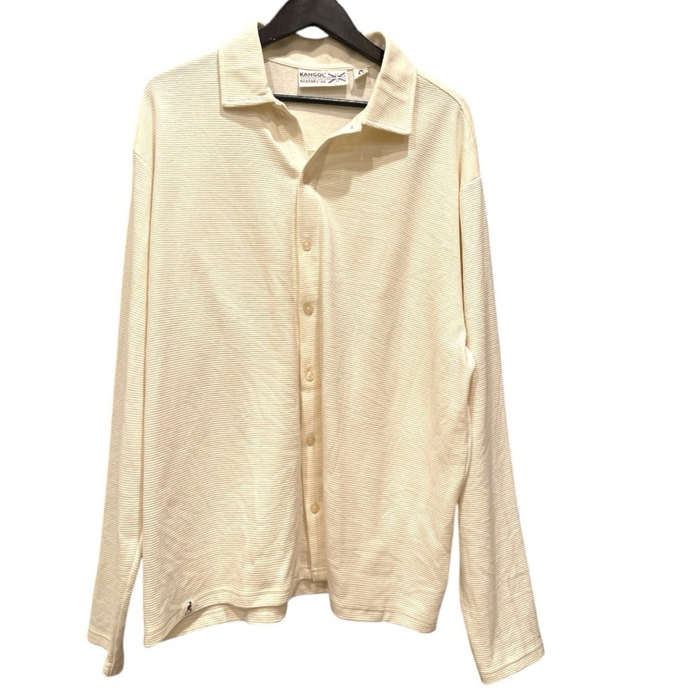 KANGOL XXL Butter cream long sleeve button up cotton/poly heavy shirt